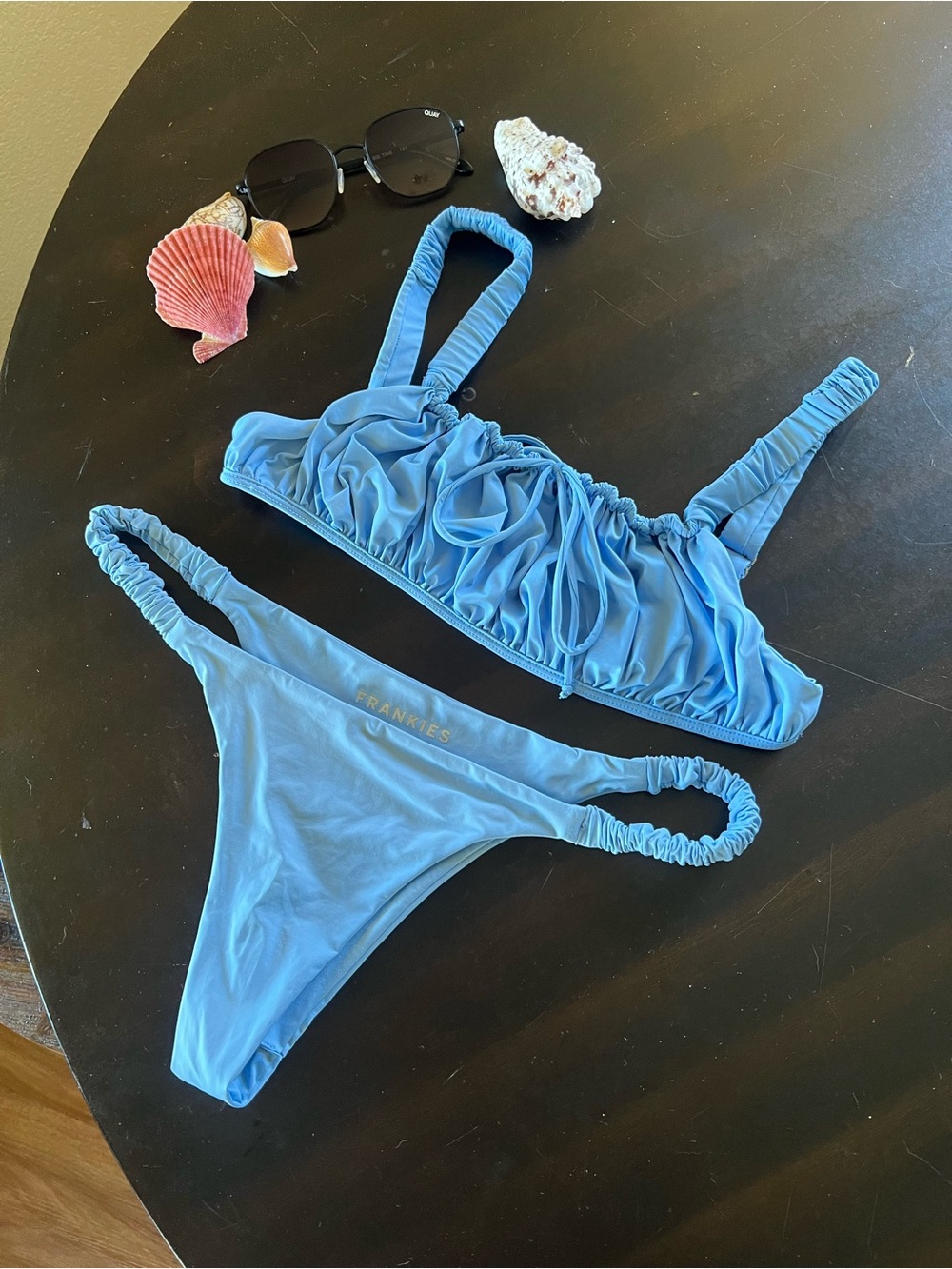 Frankies Bikinis Light Blue Ruffled Two-Piece